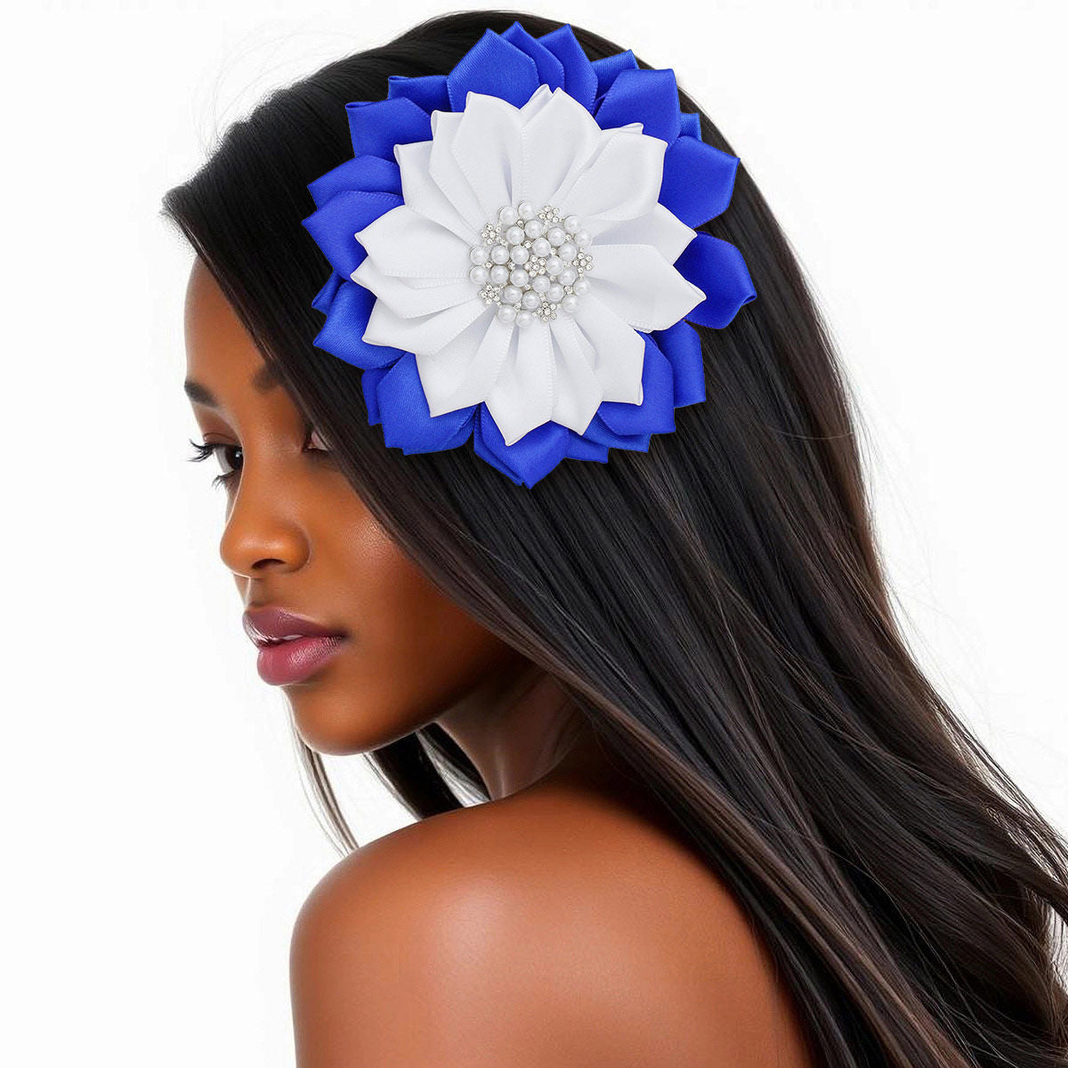 Women’s Pearl Flower Brooch Blue White Sorority Stylish Accessory