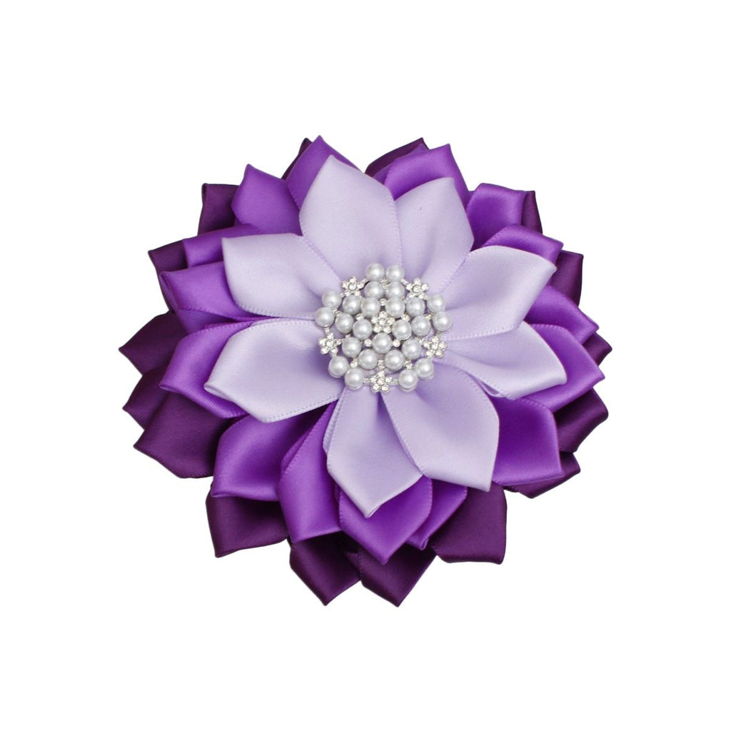 Fashion Brooch Purple Flower Pearl Pin and Clip Stylish Accessory