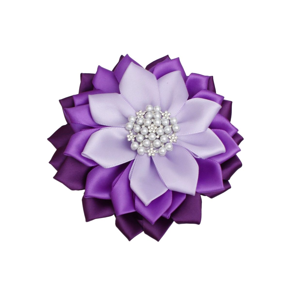 Fashion Brooch Purple Flower Pearl Pin and Clip Stylish Accessory