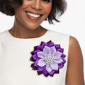 Fashion Brooch Purple Flower Pearl Clip and Pin Stylish Accessory