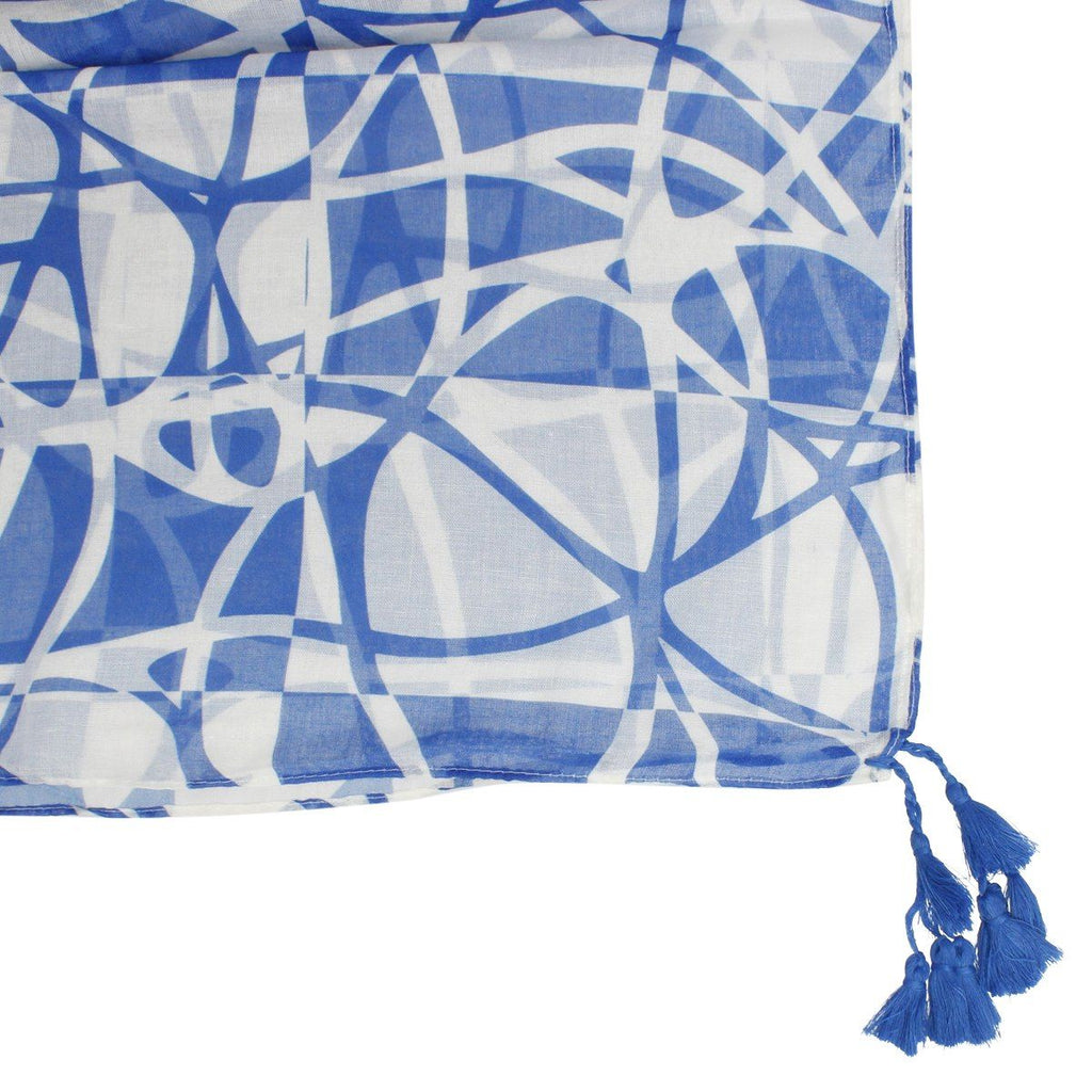 Women’s Kimono Blue and White ColorBlock Swirl Trendy Statement Layered Top