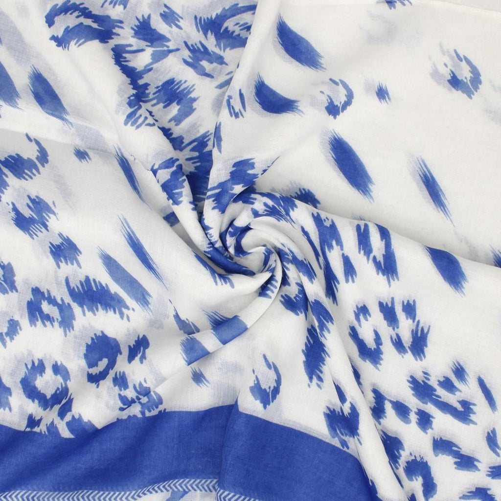 Women’s Structured Kimono Blue White Leopard Print Stylish Lounge Top