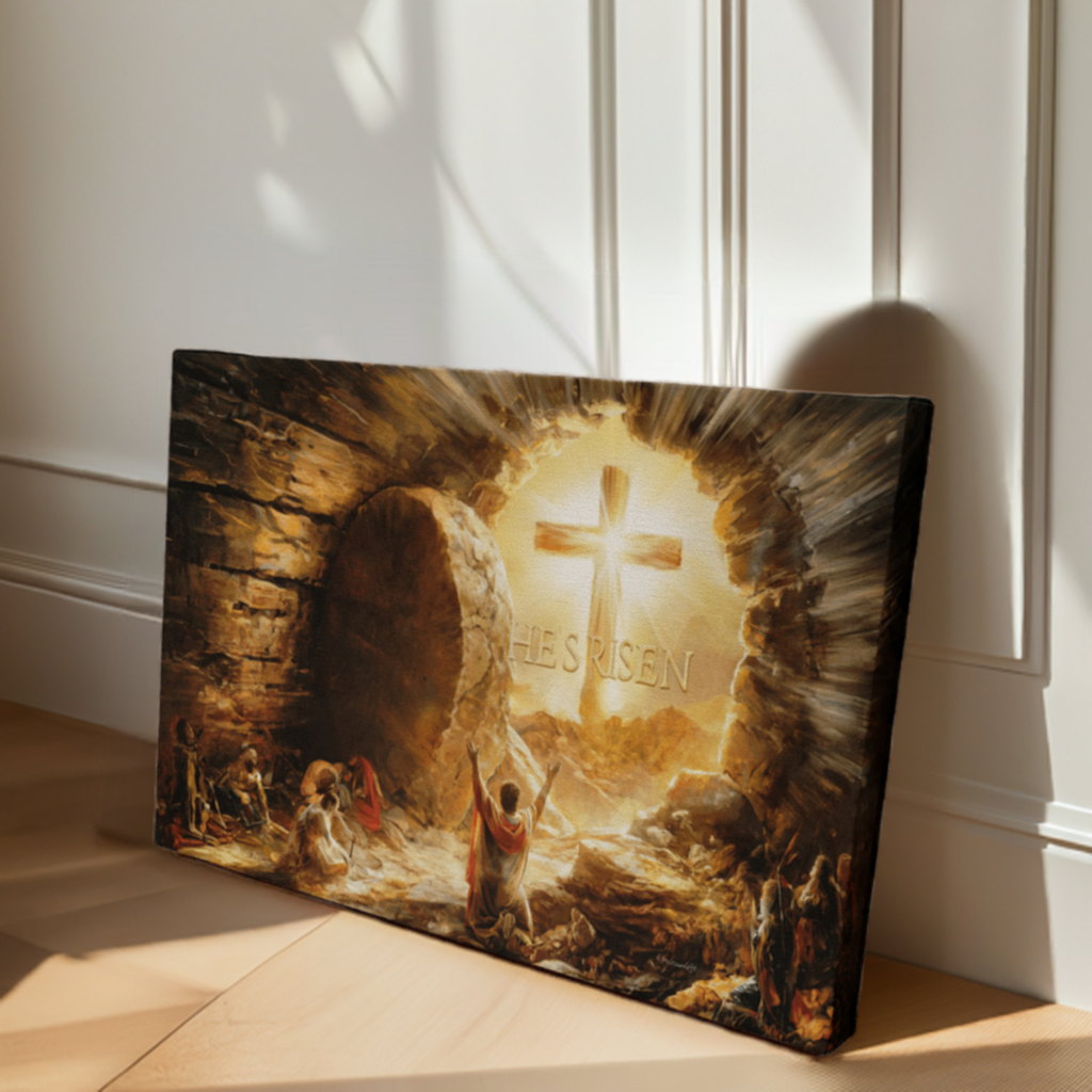 He Is Risen - Gallery Wrapped Canvas - Jesus Resurrection, Christian Easter Wall Art