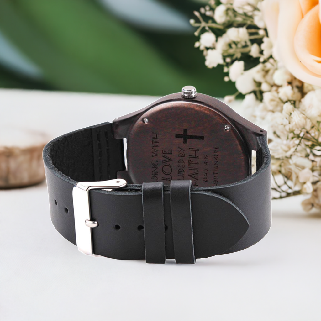 Leading with Love Engraved Wooden Watch