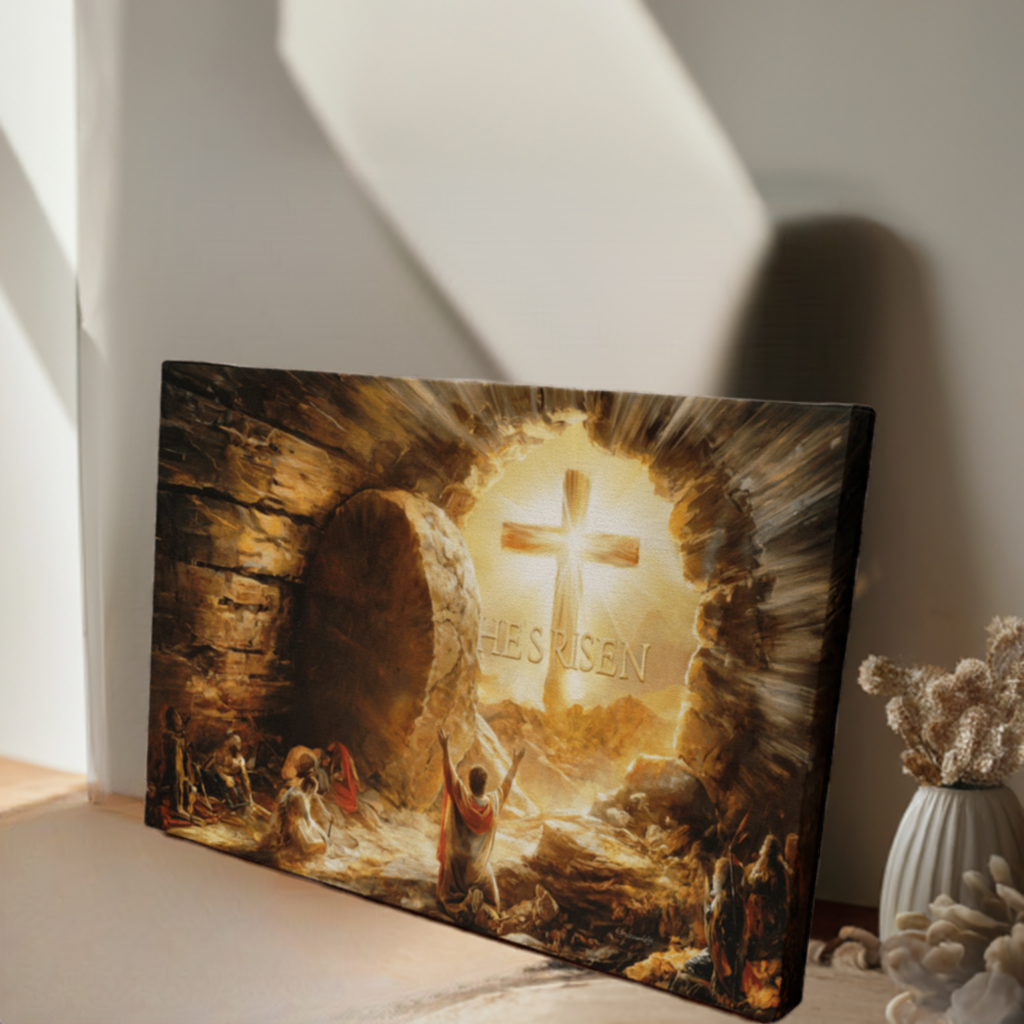 He Is Risen - Gallery Wrapped Canvas - Jesus Resurrection, Christian Easter Wall Art