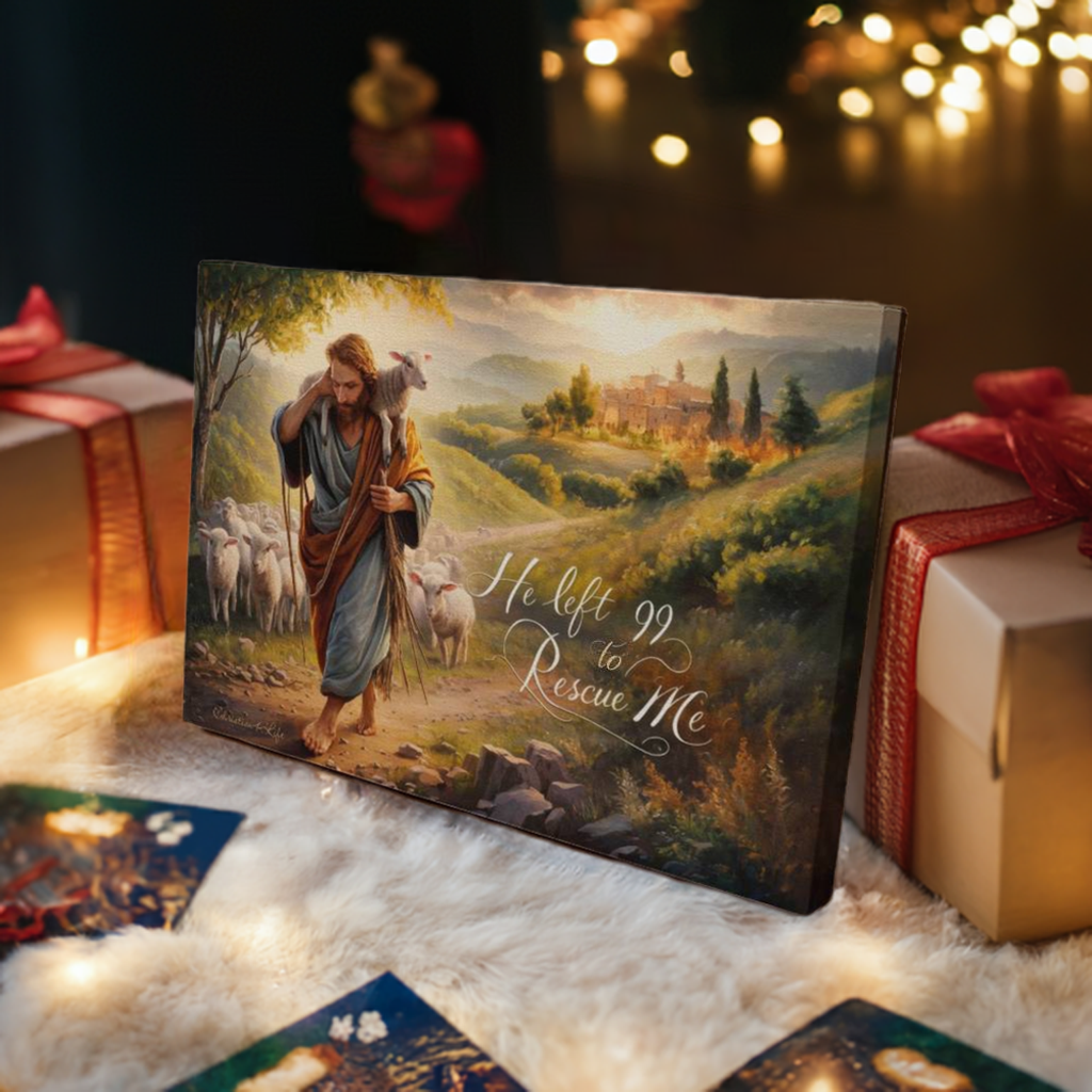 "He Left 99 To Rescue Me" Gallery Wrapped Christian Wall Art Canvas
