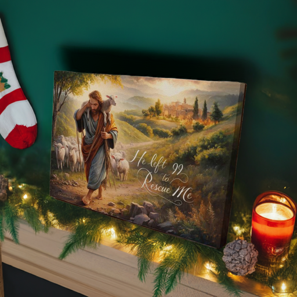 "He Left 99 To Rescue Me" Gallery Wrapped Christian Wall Art Canvas