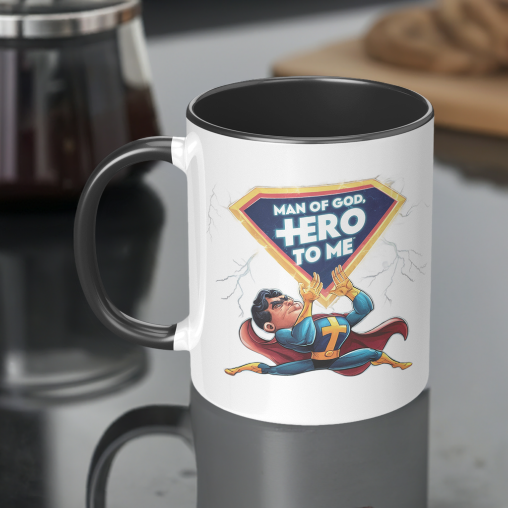 Christian Mug "Man of God, Hero to me", A Gift for the God-Fearing Hero in Your Life