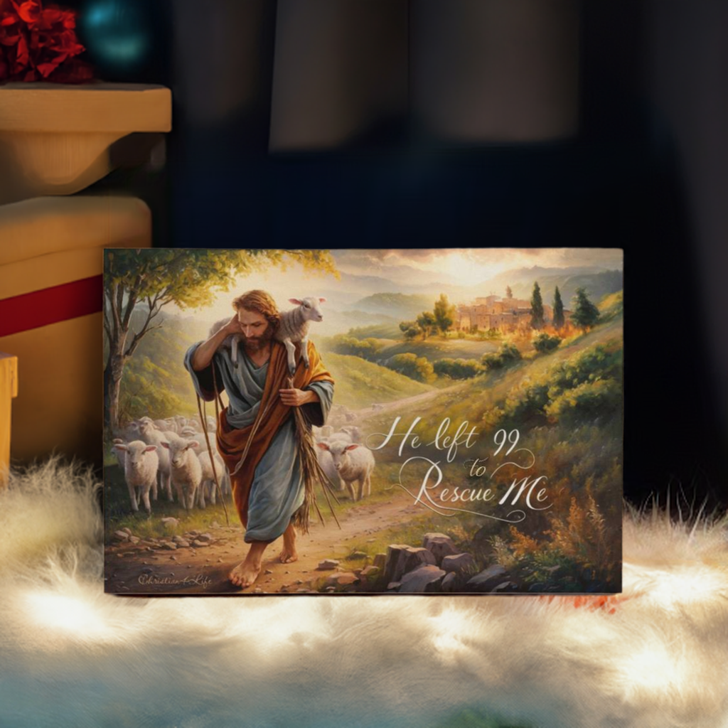 "He Left 99 To Rescue Me" Gallery Wrapped Christian Wall Art Canvas