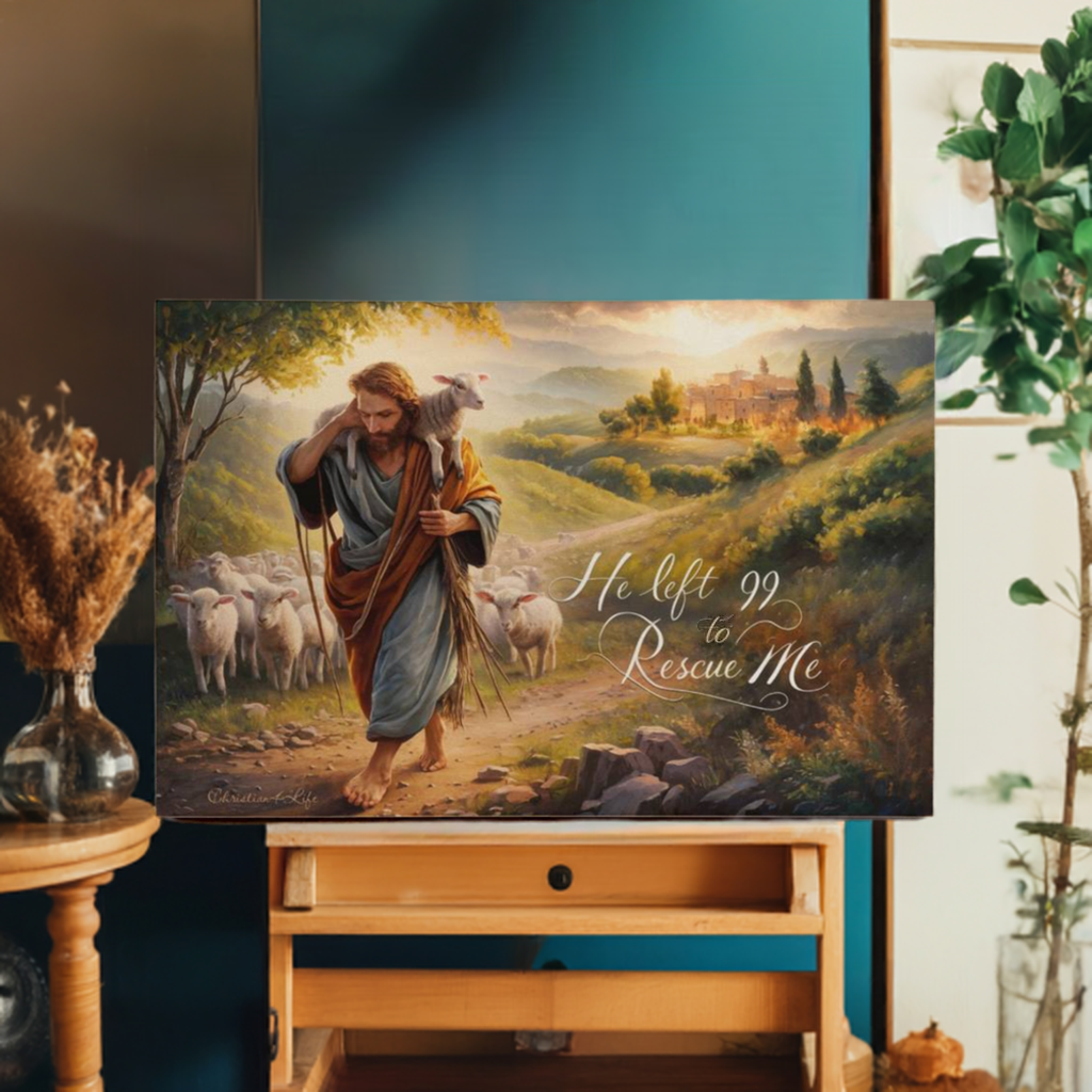 "He Left 99 To Rescue Me" Gallery Wrapped Christian Wall Art Canvas