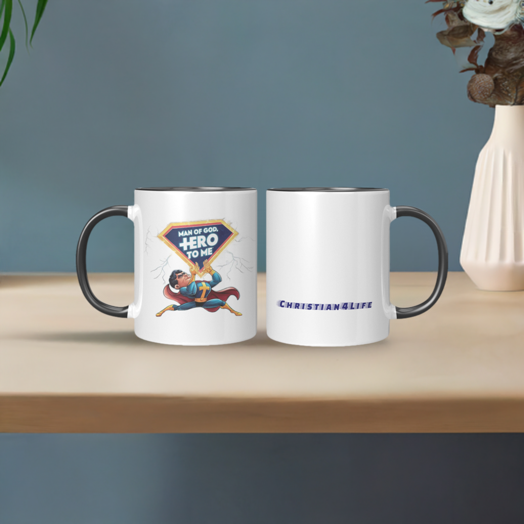 Christian Mug "Man of God, Hero to me", A Gift for the God-Fearing Hero in Your Life