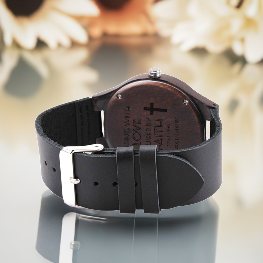 Leading with Love Engraved Wooden Watch