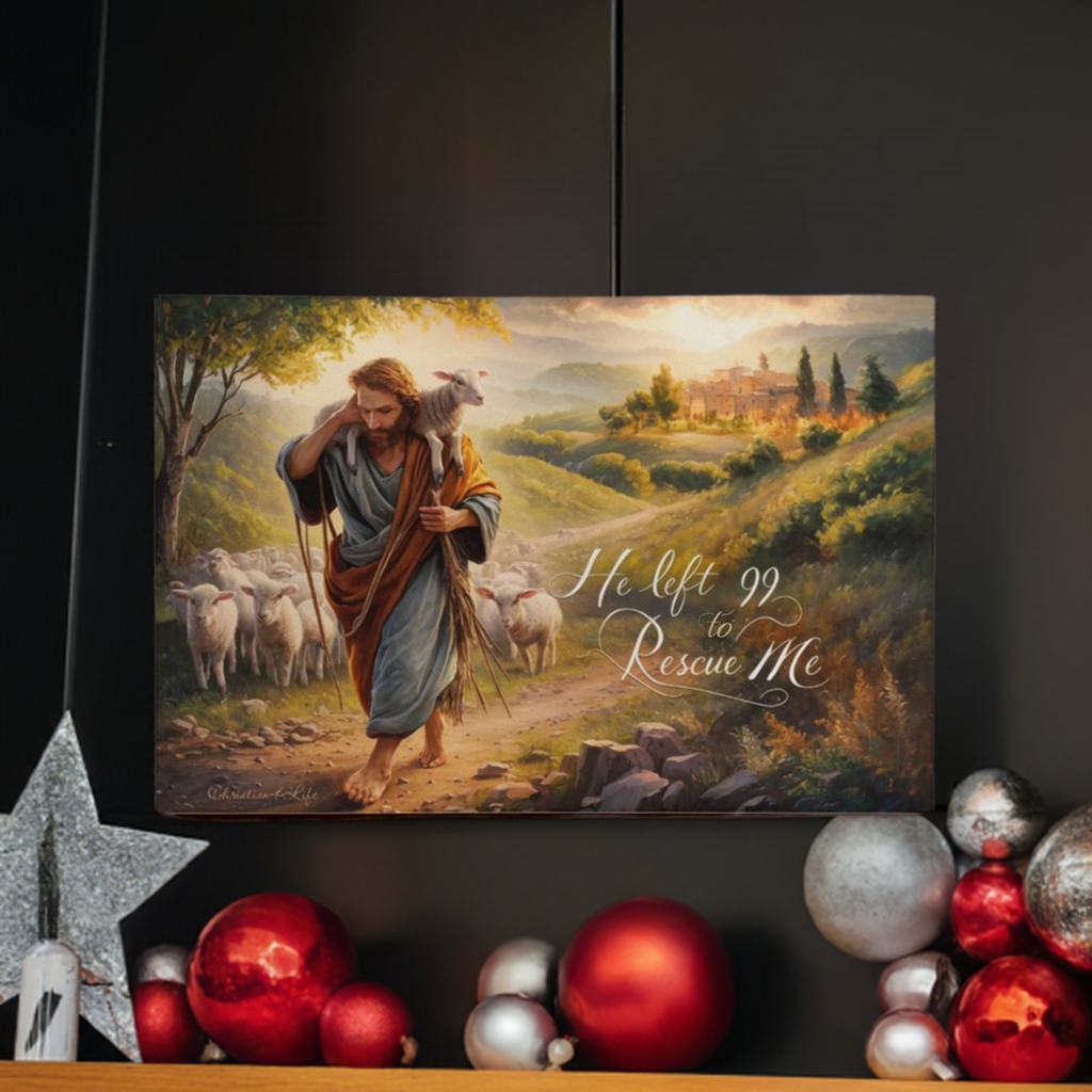 "He Left 99 To Rescue Me" Gallery Wrapped Christian Wall Art Canvas