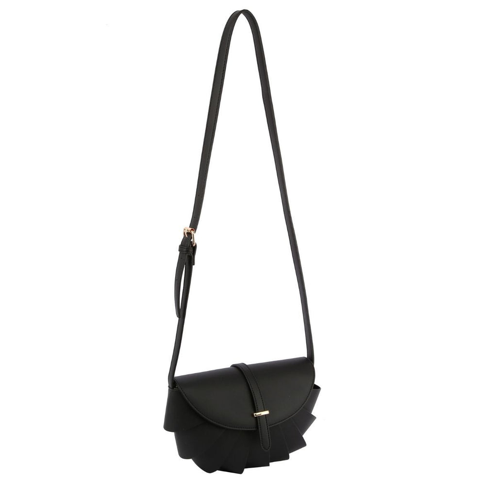Fashion Handbag Black Pleated Semicircle Crossbody Stylish Chic Accessory