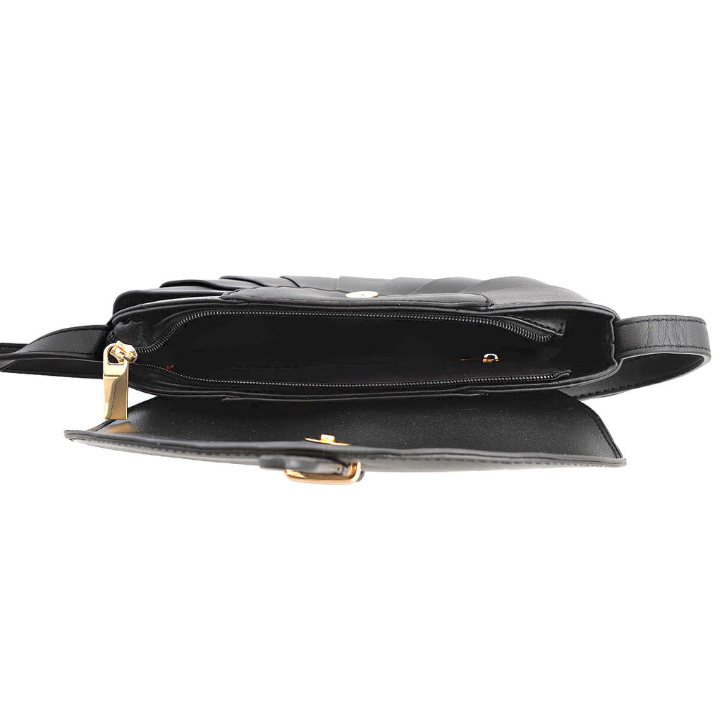 Fashion Handbag Black Pleated Semicircle Crossbody Stylish Chic Accessory