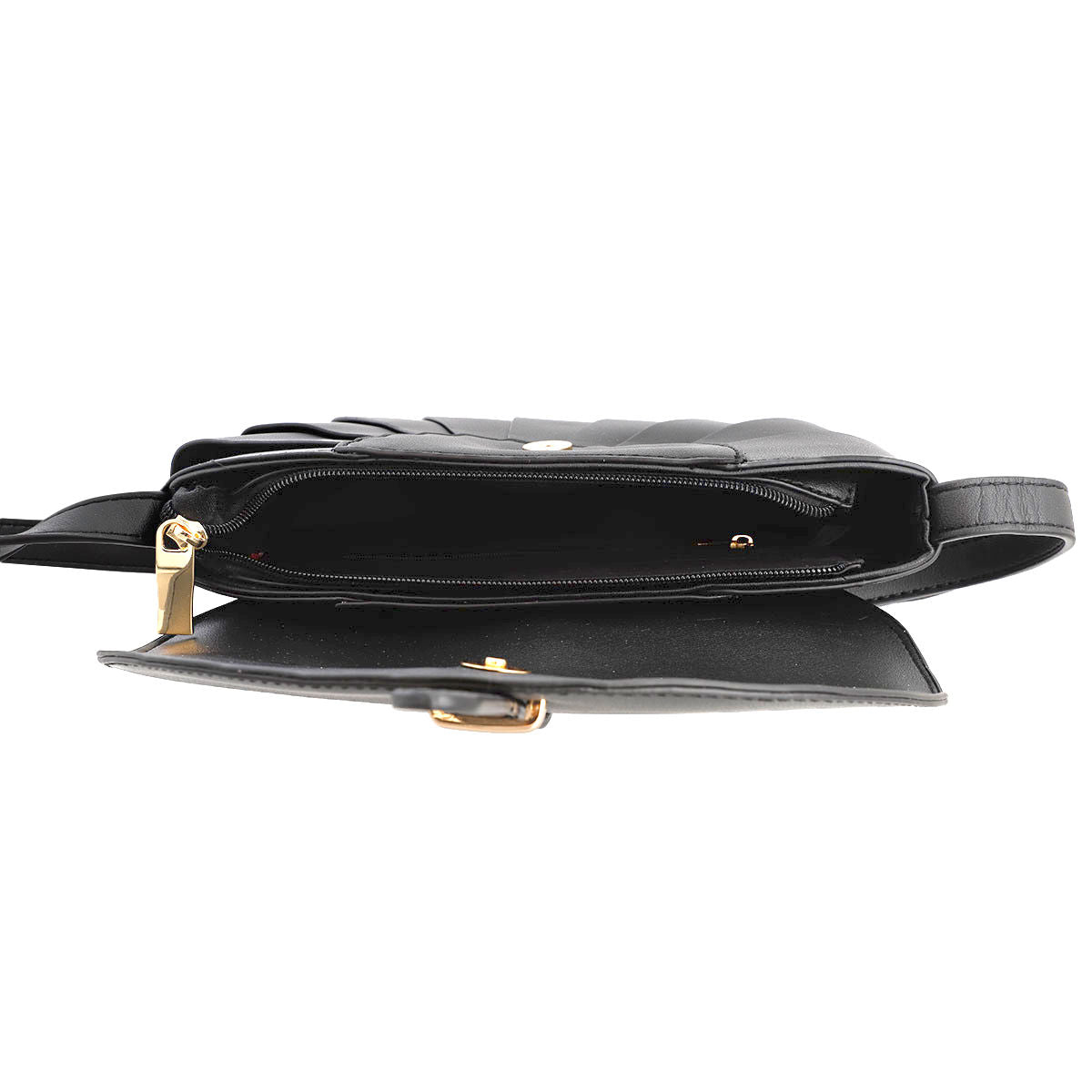 Fashion Handbag Black Pleated Semicircle Crossbody Stylish Chic Accessory