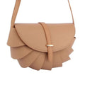 Fashion Handbag Light Brown Pleated Semicircle Crossbody Stylish Chic