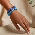 Thick Blue Cable Bangles 2 Pcs Trendy Stylish Statement Jewelry Accessories