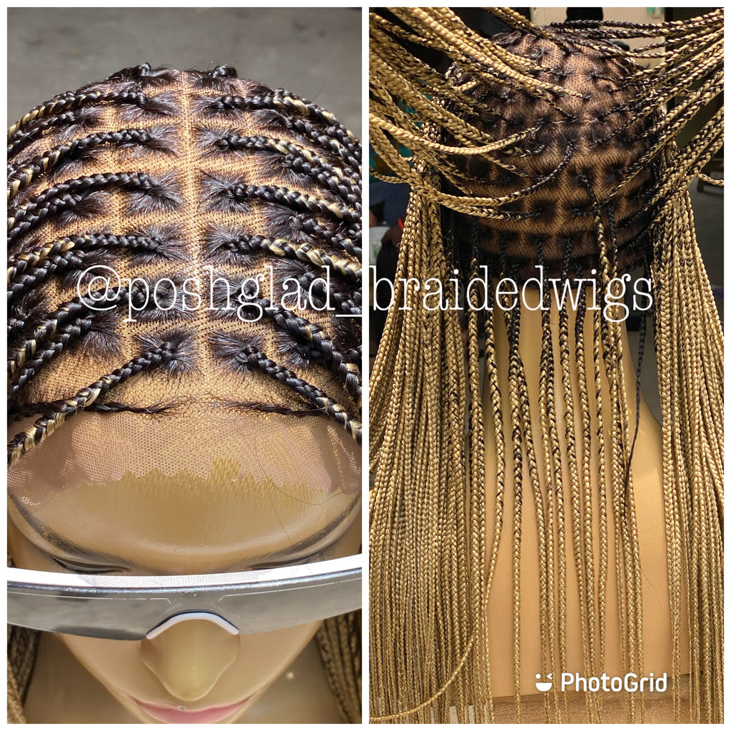 Scalp-looking Knotless Braid Wig, Full Lace, color 22