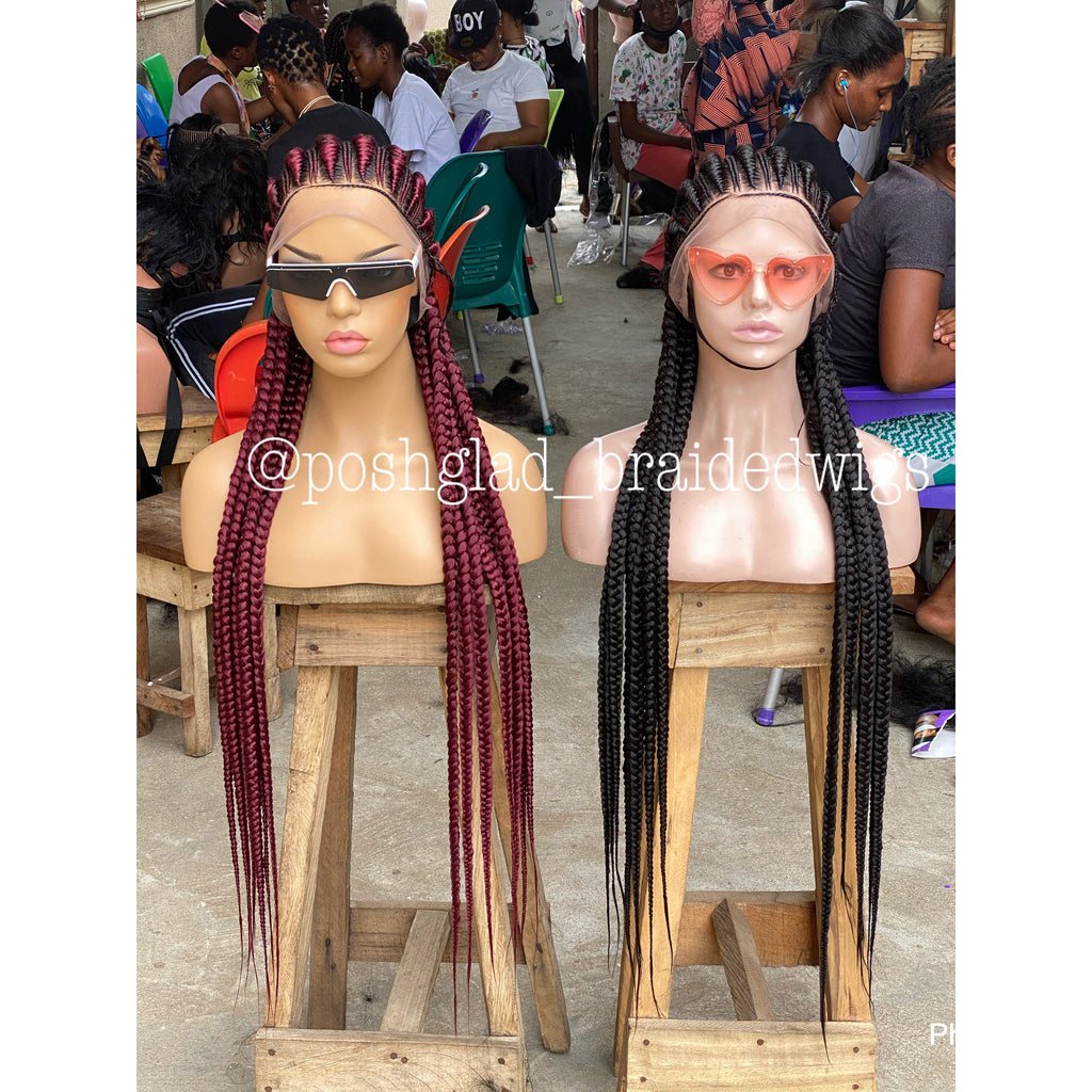 Cornrow Braid Wig - All Back Wine Color - Fatou