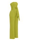 Tie Detailed Tube Top and Wide Leg Pant Set