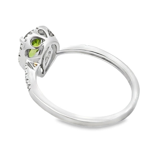 1.10ct Peridot Diamond Ring 14KT White Gold
