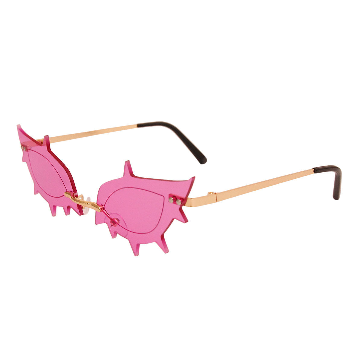 Rimless Spike Sunglasses Purple Stylish Statement Accessories