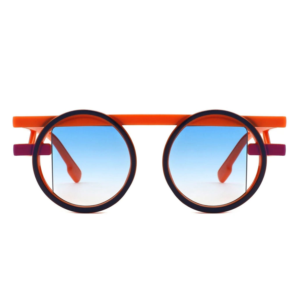 Sunglasses Orange Round Double Frame Futuristic Stylish Eyewear