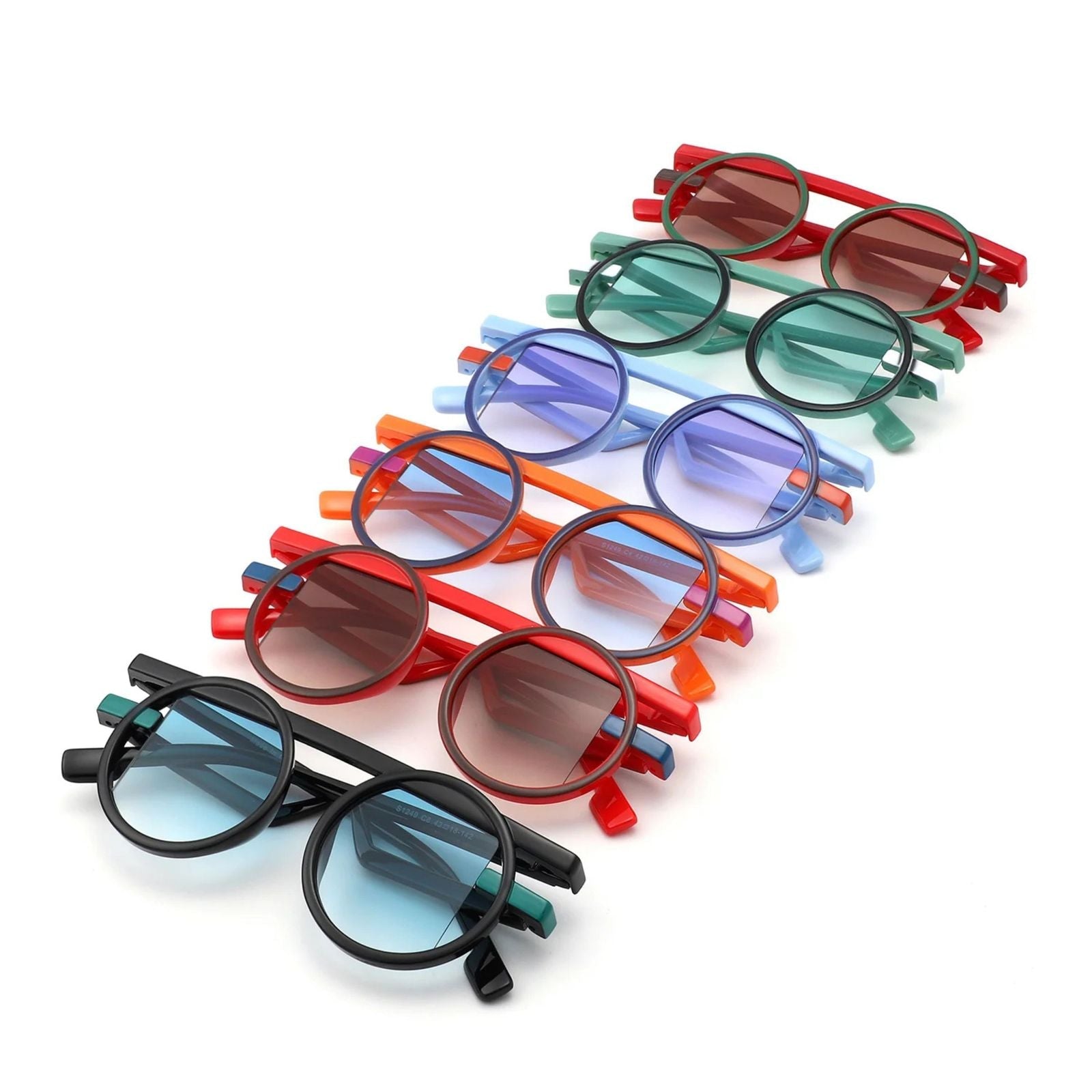 Sunglasses Orange Round Double Frame Futuristic Stylish Eyewear