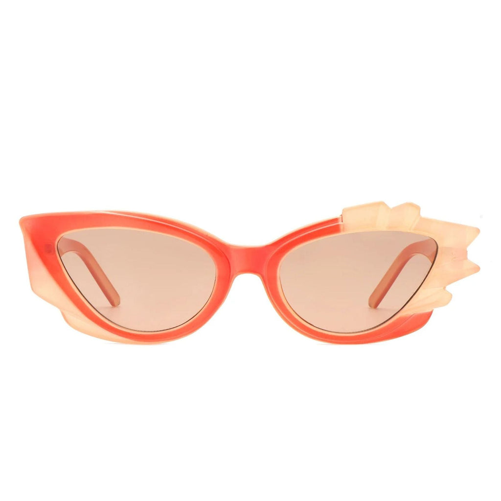 Women’s Irregular Cat Eye Sunglasses Orange Flame Stylish Statement Accessories