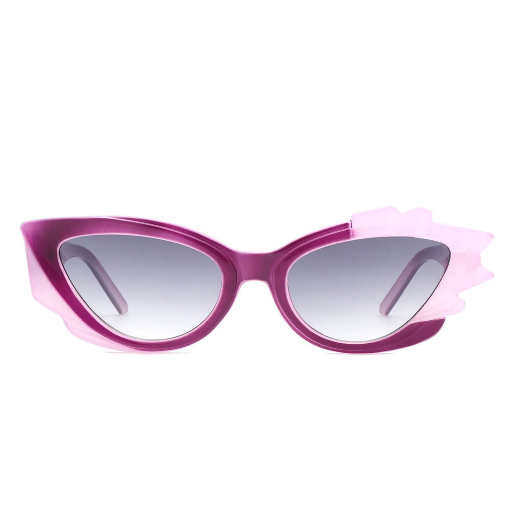 Women’s Irregular Cat Eye Sunglasses Purple Flame Stylish Statement Accessories