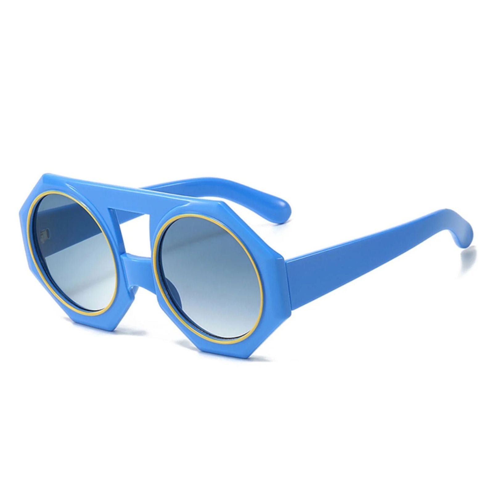 Women’s Chunky Round Sunglasses Blue Geometric Stylish Fashion Accessory