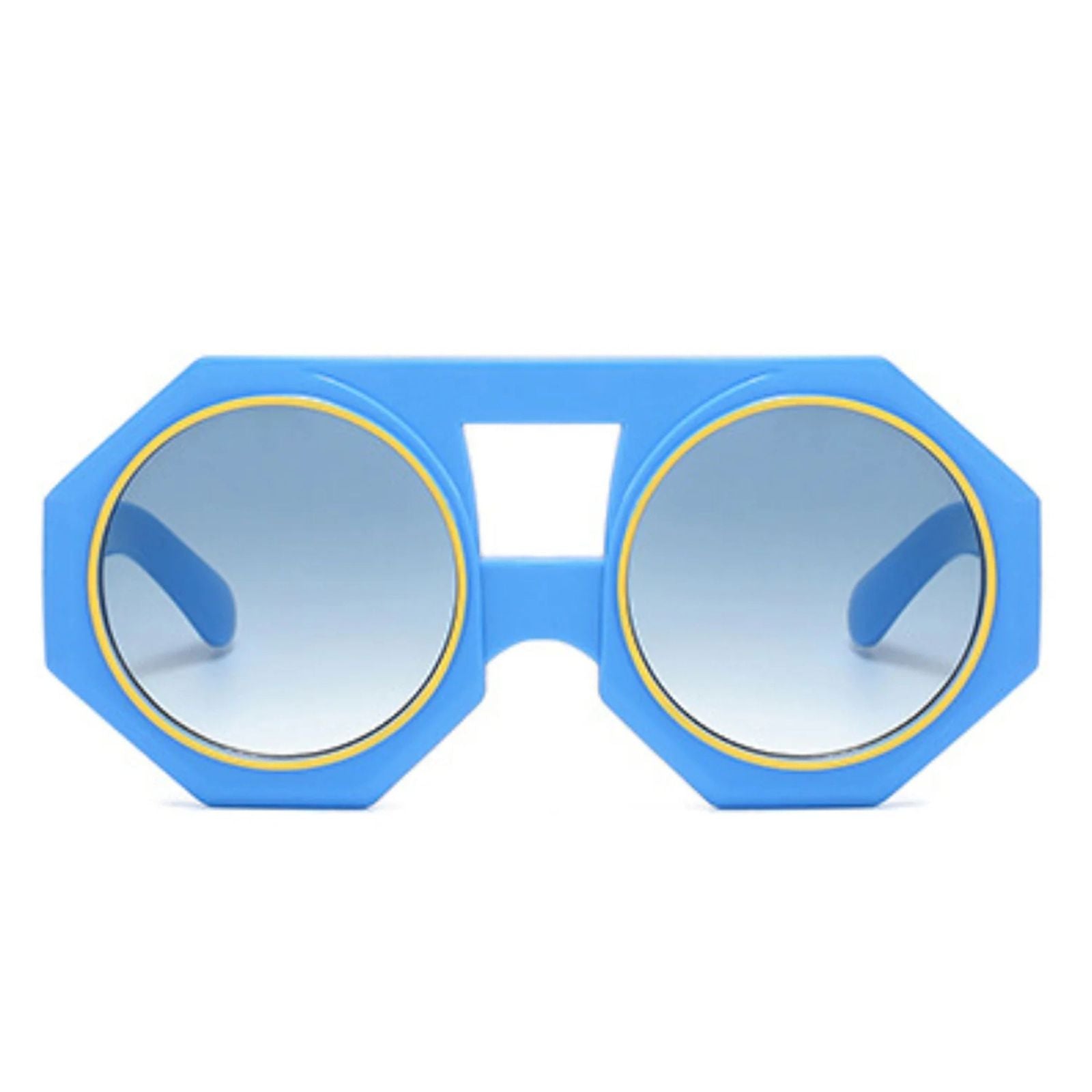 Women’s Chunky Round Sunglasses Blue Geometric Stylish Fashion Accessory