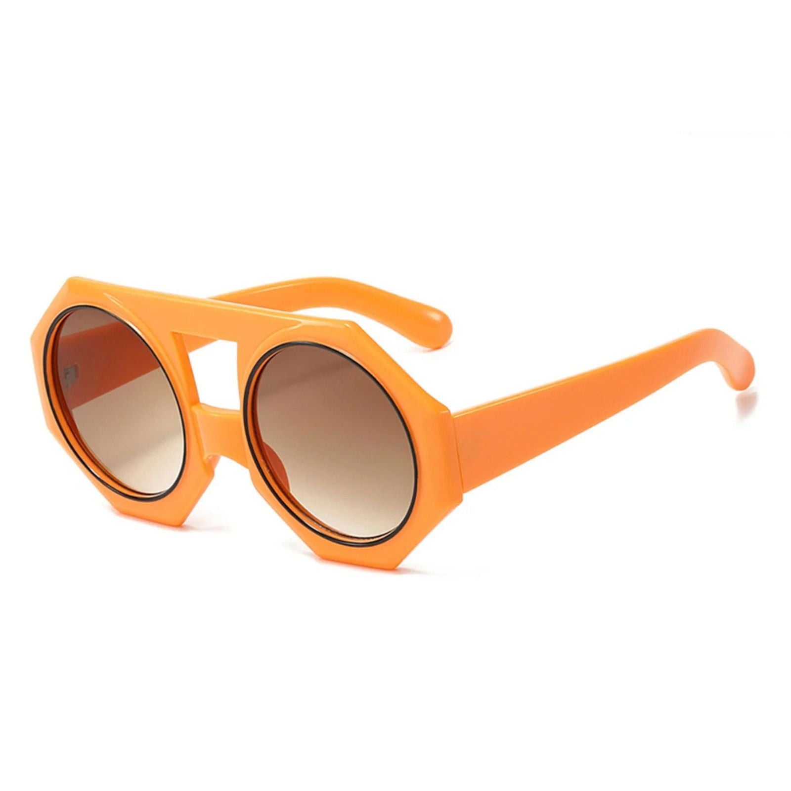 Women’s Chunky Round Sunglasses Orange Geometric Stylish Statement