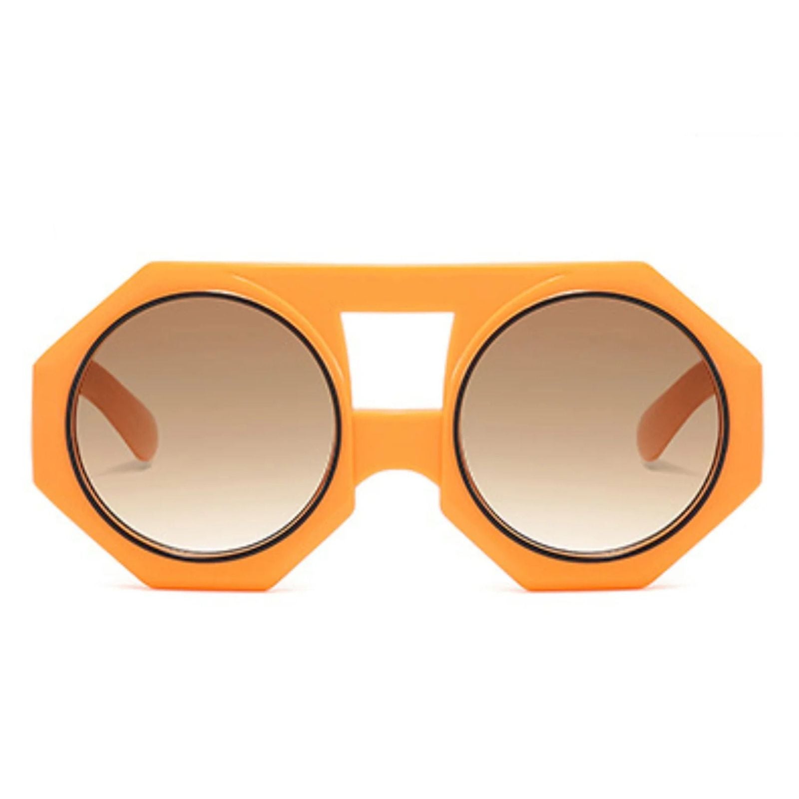 Women’s Chunky Round Sunglasses Orange Geometric Stylish Statement
