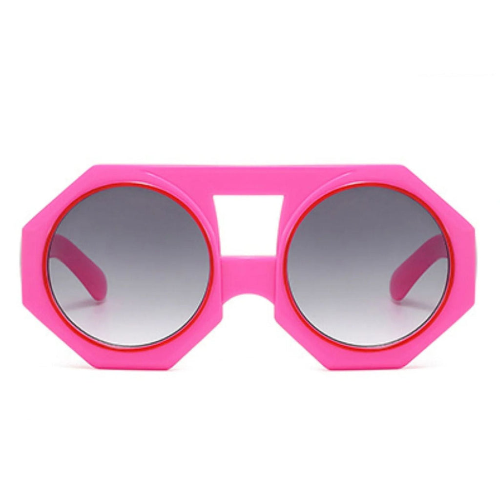 Women’s Chunky Round Sunglasses Pink Geometric Stylish Fashion Accessory