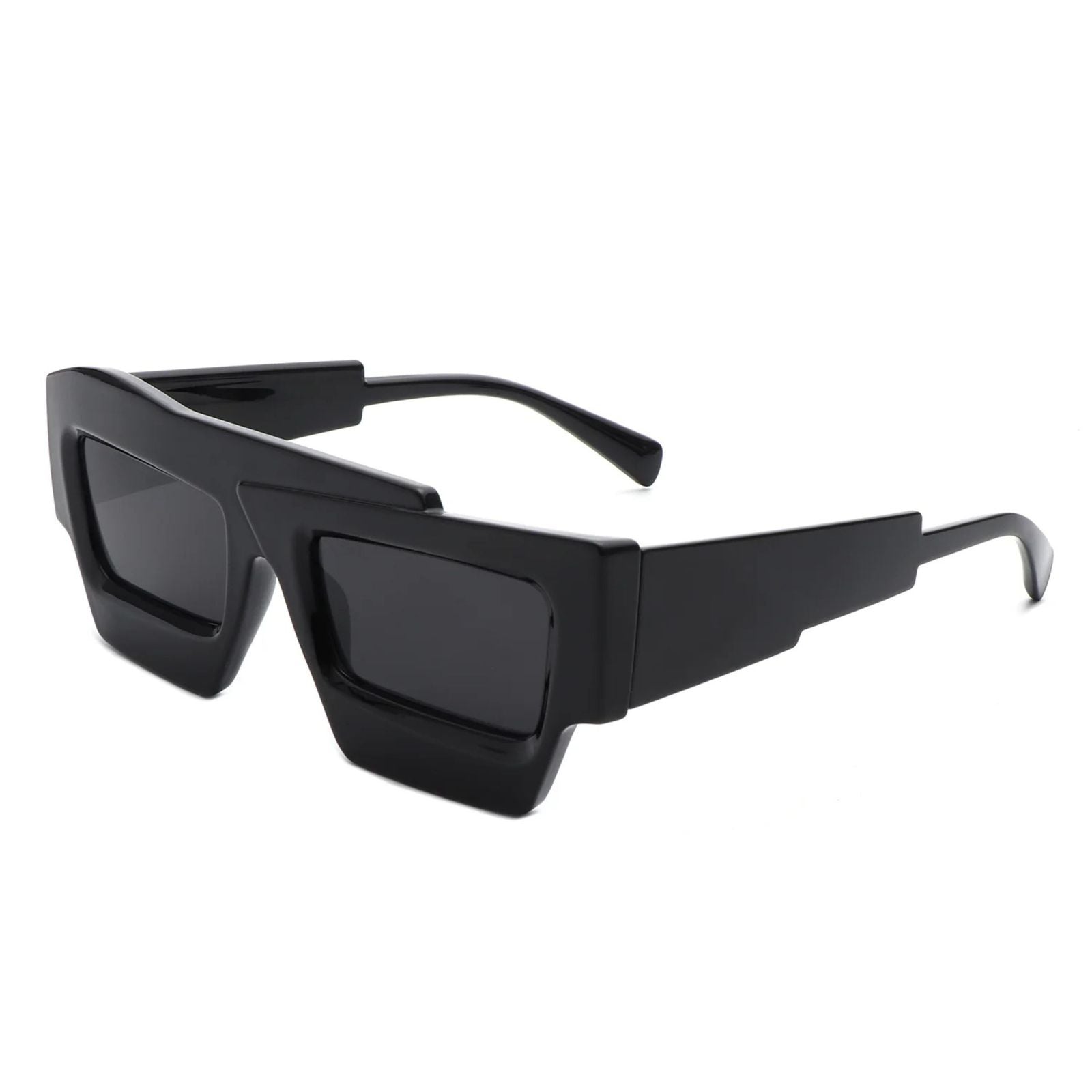 Women’s Sunglasses Black Flat Top Irregular Square Stylish Chic Eyewear