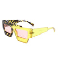 Women’s Sunglasses Yellow Flat Top Irregular Square Stylish Chic