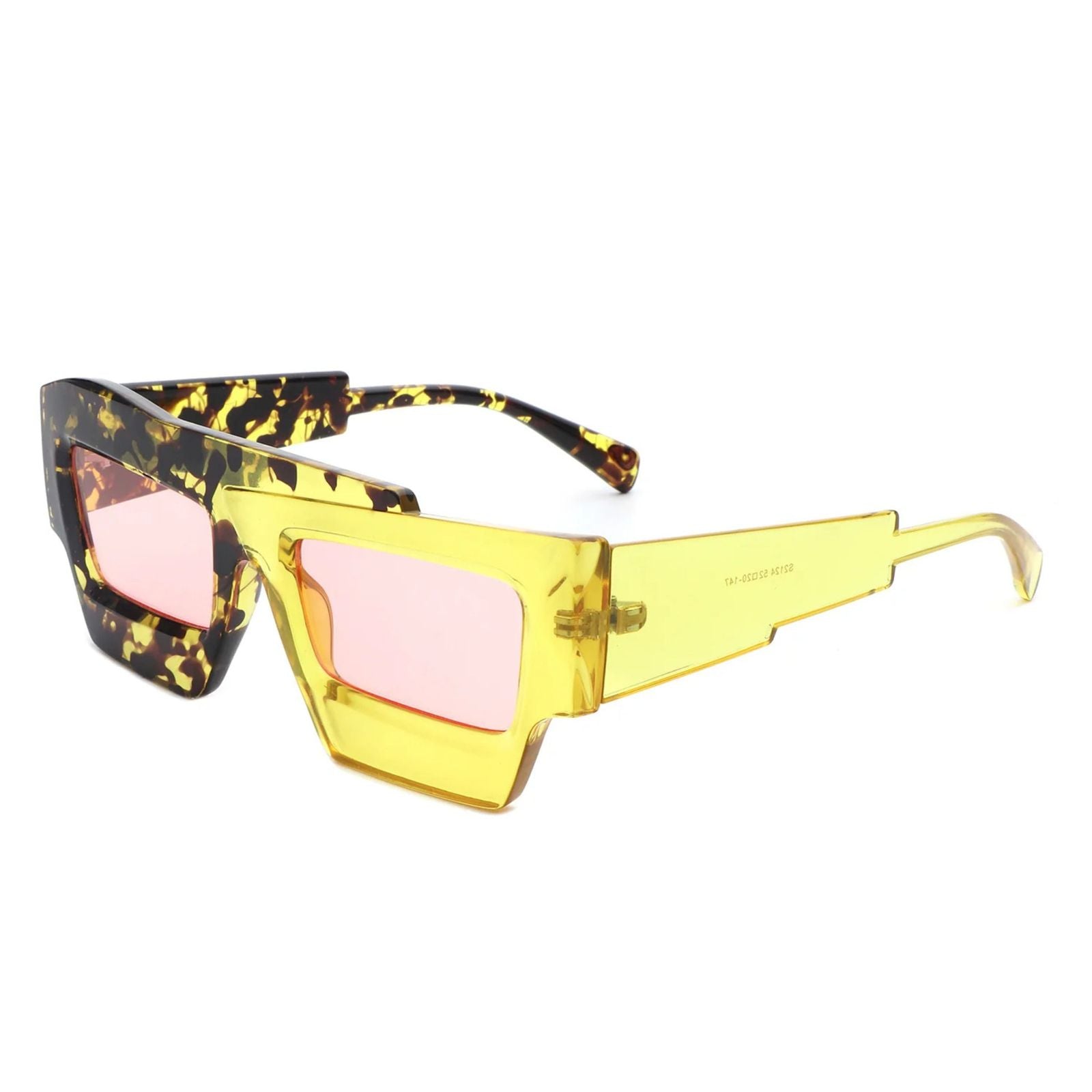Women’s Sunglasses Yellow Flat Top Irregular Square Stylish Chic
