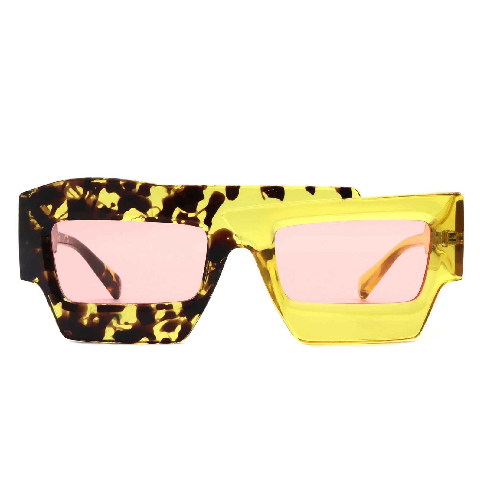 Women’s Sunglasses Yellow Flat Top Irregular Square Stylish Chic