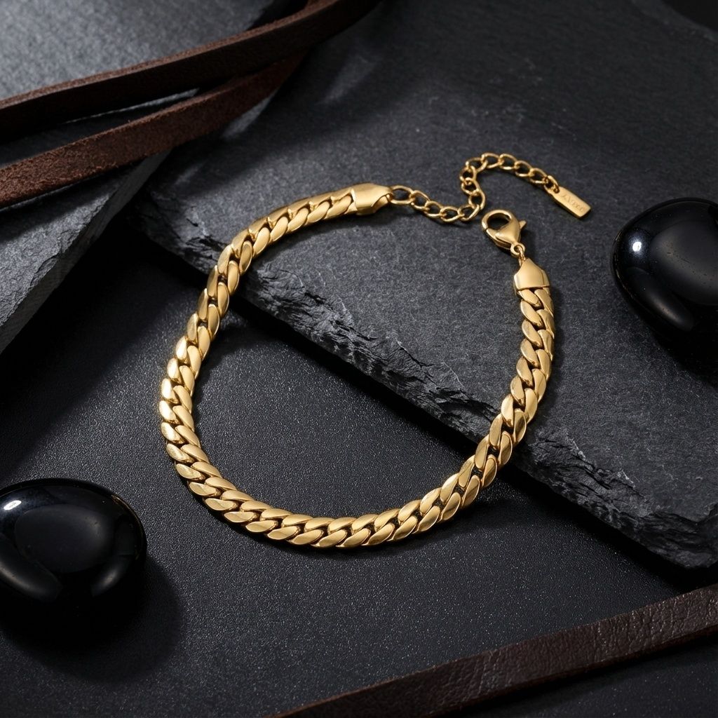 Gold 18K Steel Herringbone Chain Anklet 6.5mm – Stylish Fashion Jewelry