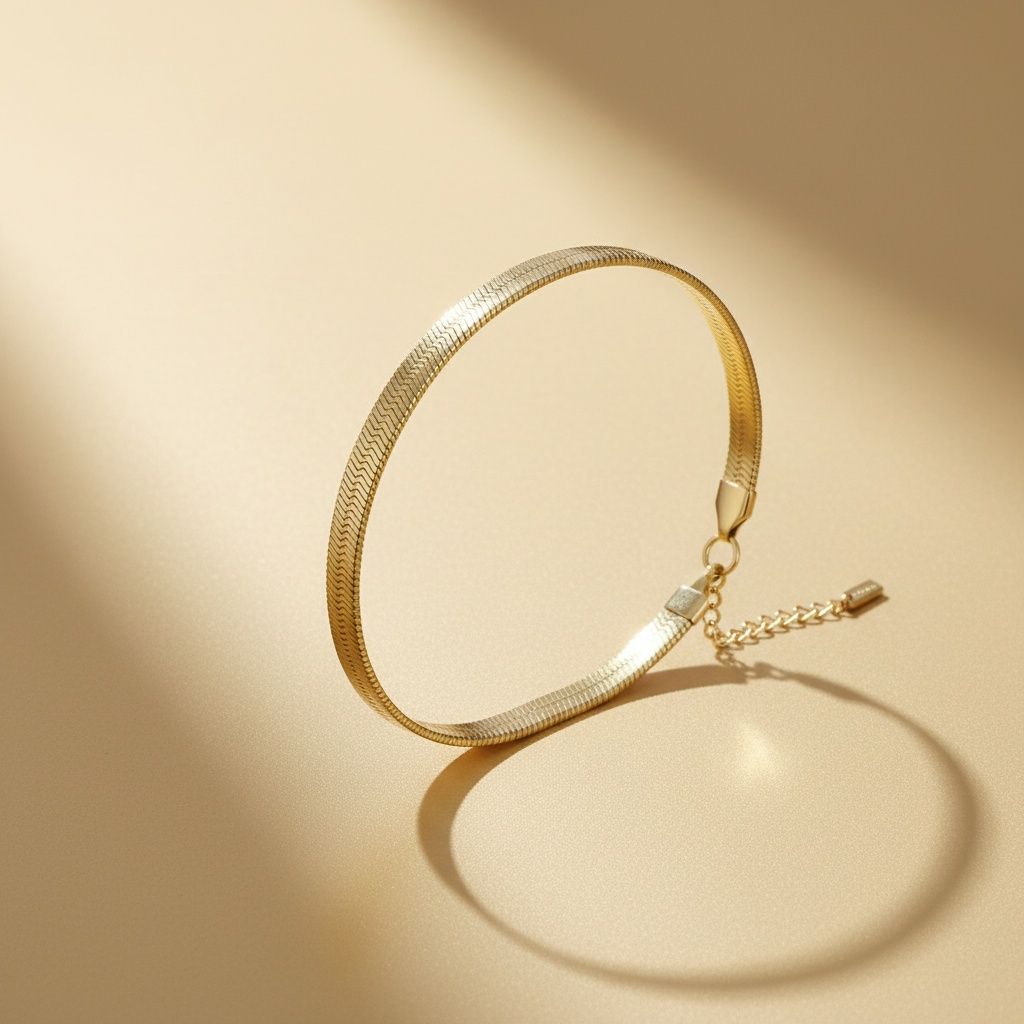 Men’s 18K Gold 5.5mm Steel Herringbone Bracelet Stylish Chic Accessory