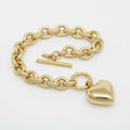 Toggle Heart Rolo Chain Bracelet 18K Gold Steel Stylish Elegant Jewelry