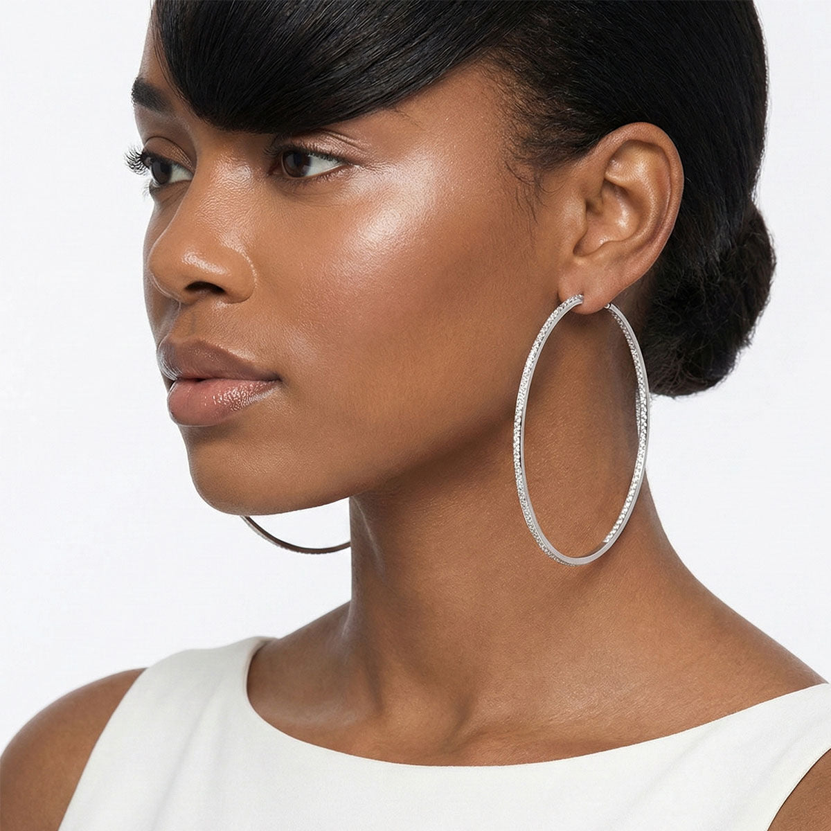 Rhinestone Stainless Steel Earrings Inside Out Stylish Statement Jewelry