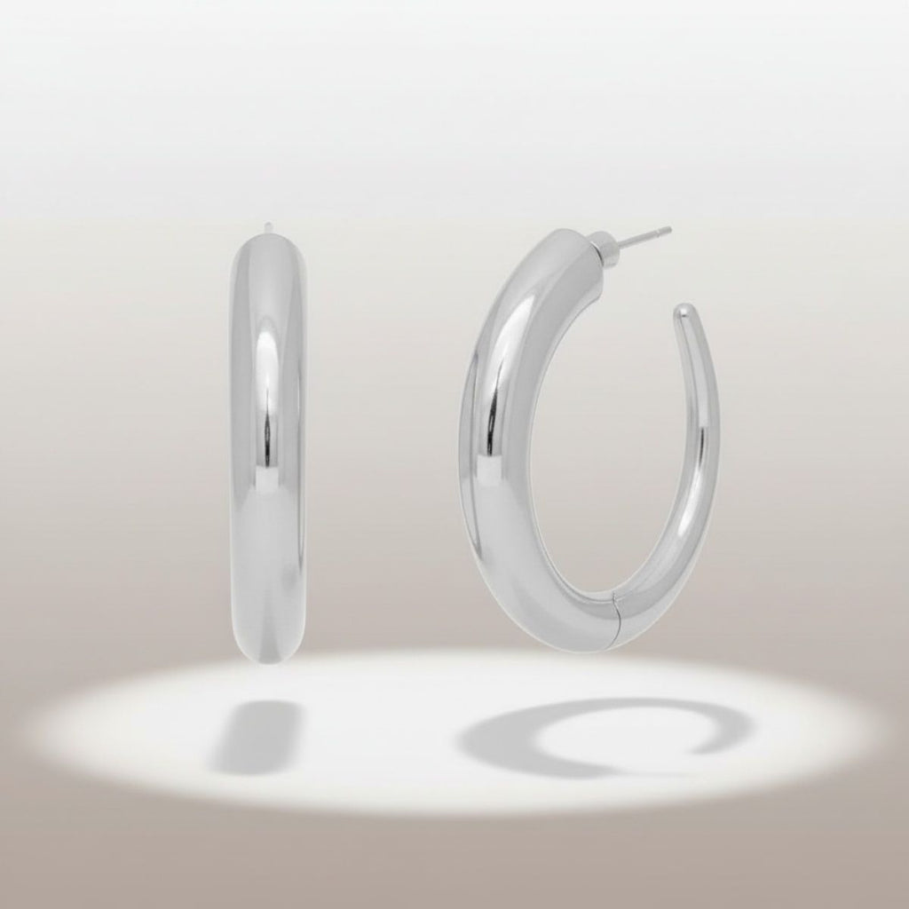 Open C Hoop Earrings Stainless Steel Graduated Stylish Chic Jewelry