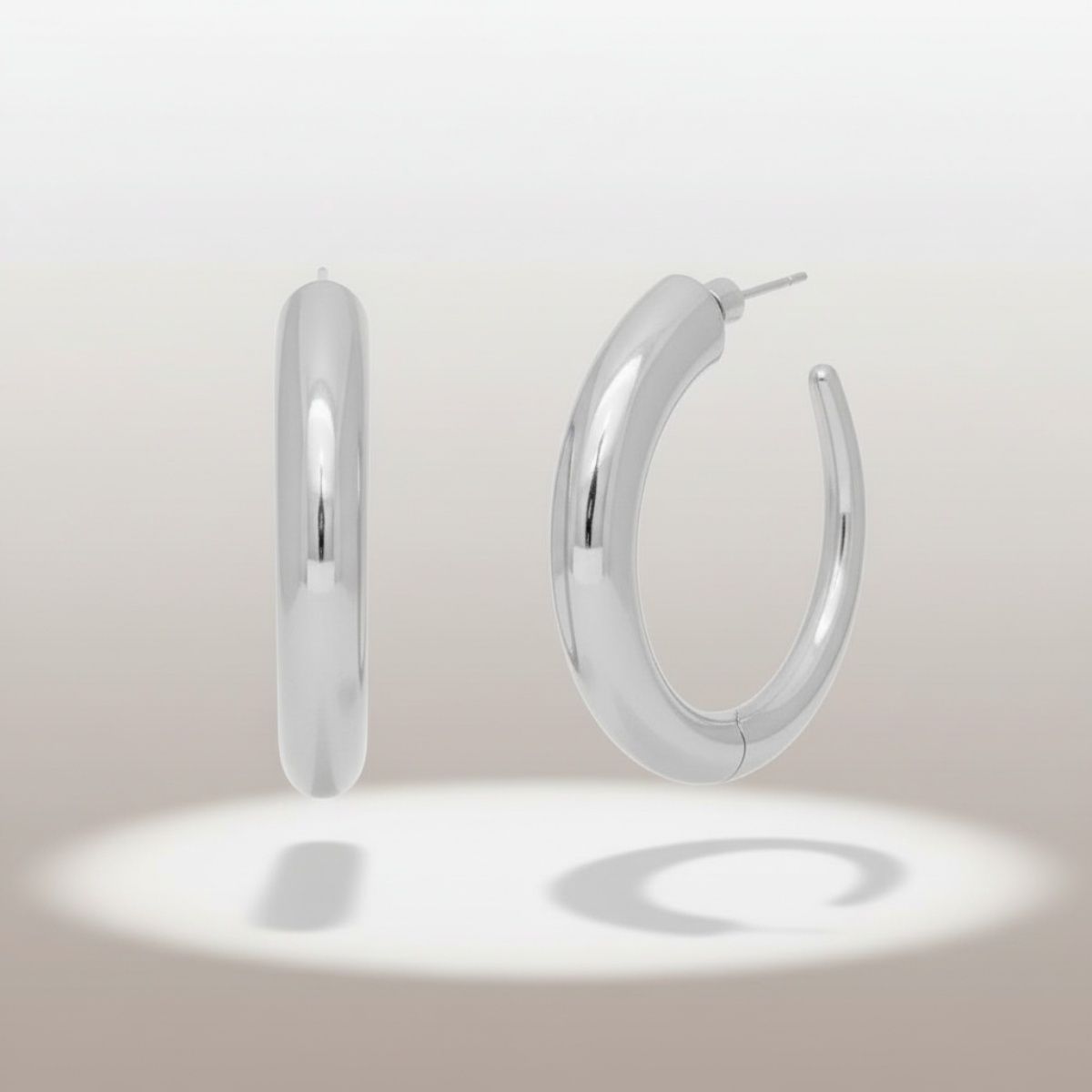 Open C Hoop Earrings Stainless Steel Graduated Stylish Chic Jewelry