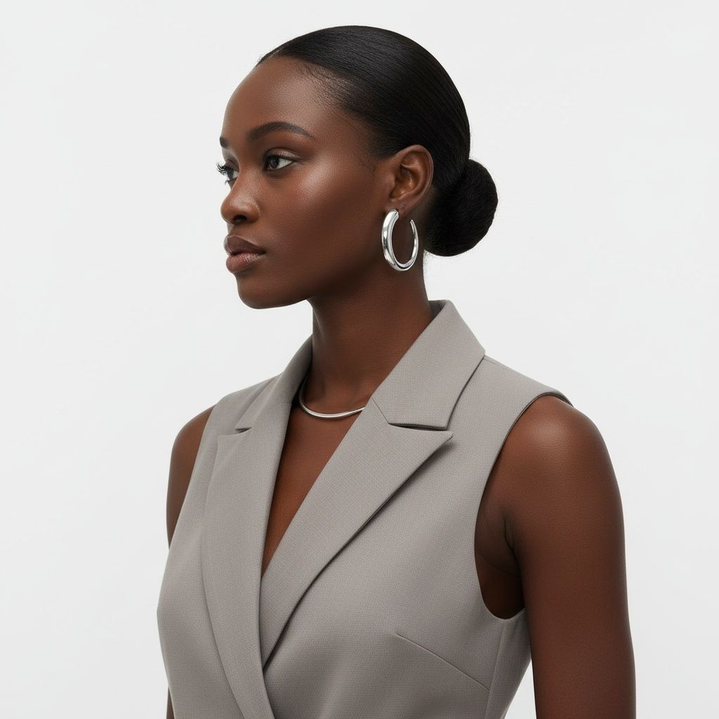 Open C Hoop Earrings Stainless Steel Graduated Stylish Chic Jewelry