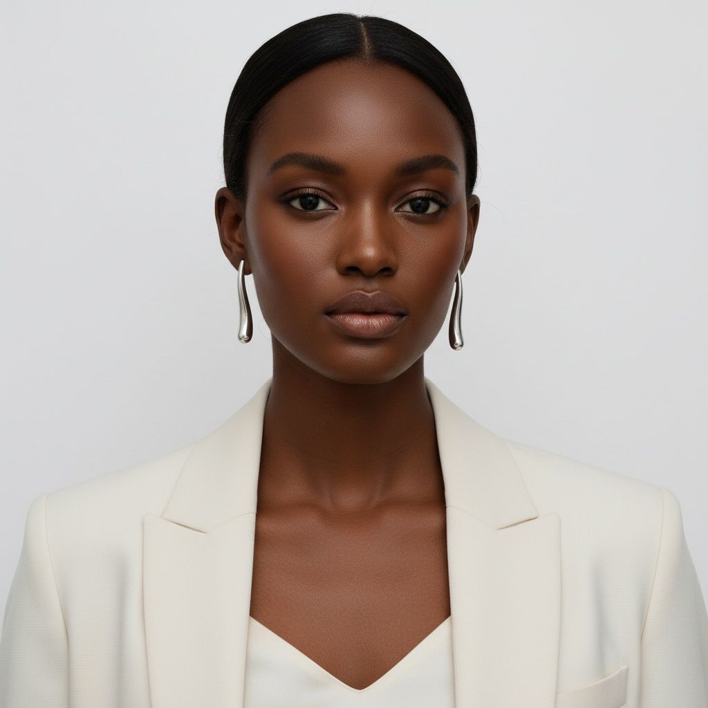 Long Curved Stainless Steel Teardrop Earrings – Stylish Statement Jewelry