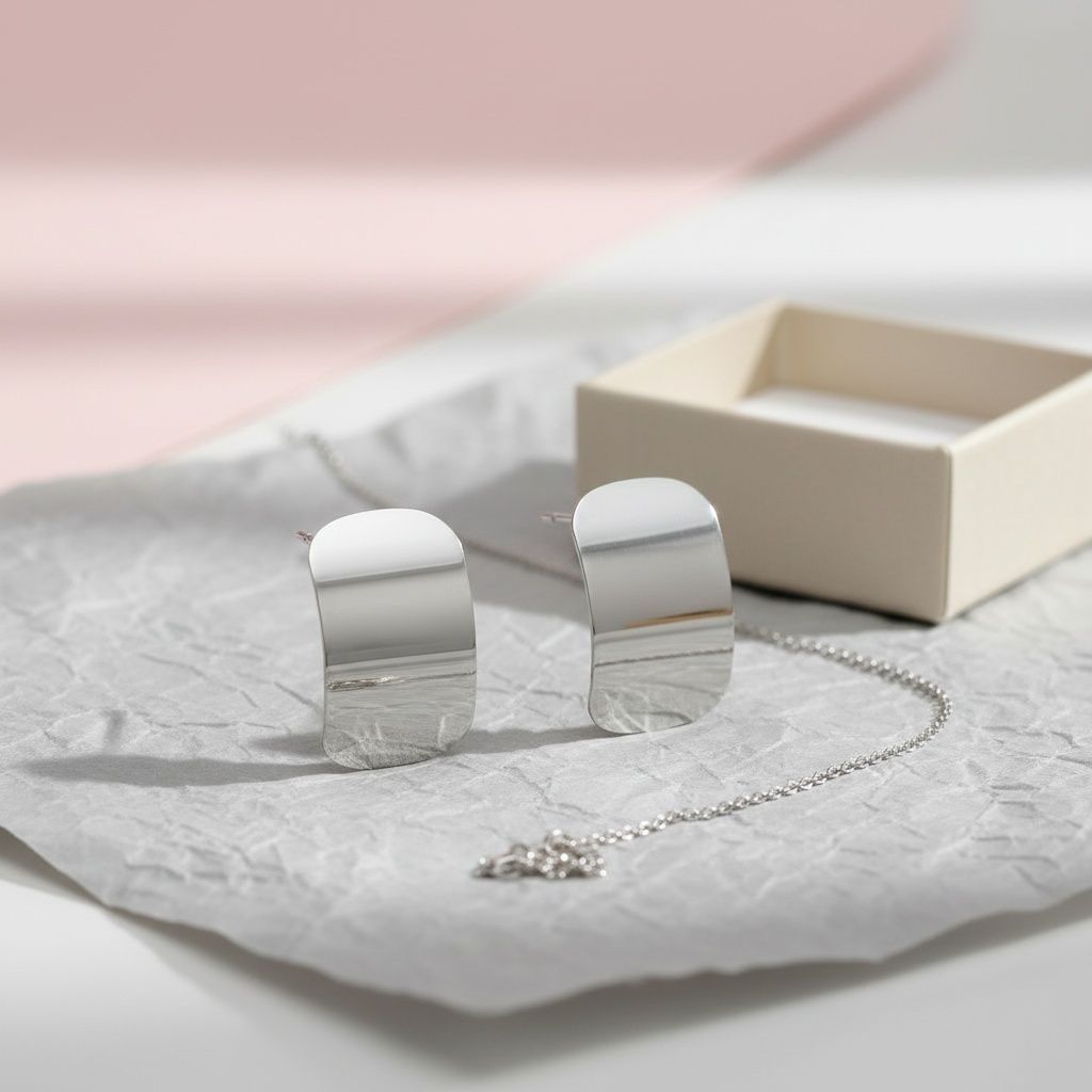 Curved Rectangle Disc Stainless Steel Earrings – Stylish Statement Jewelry
