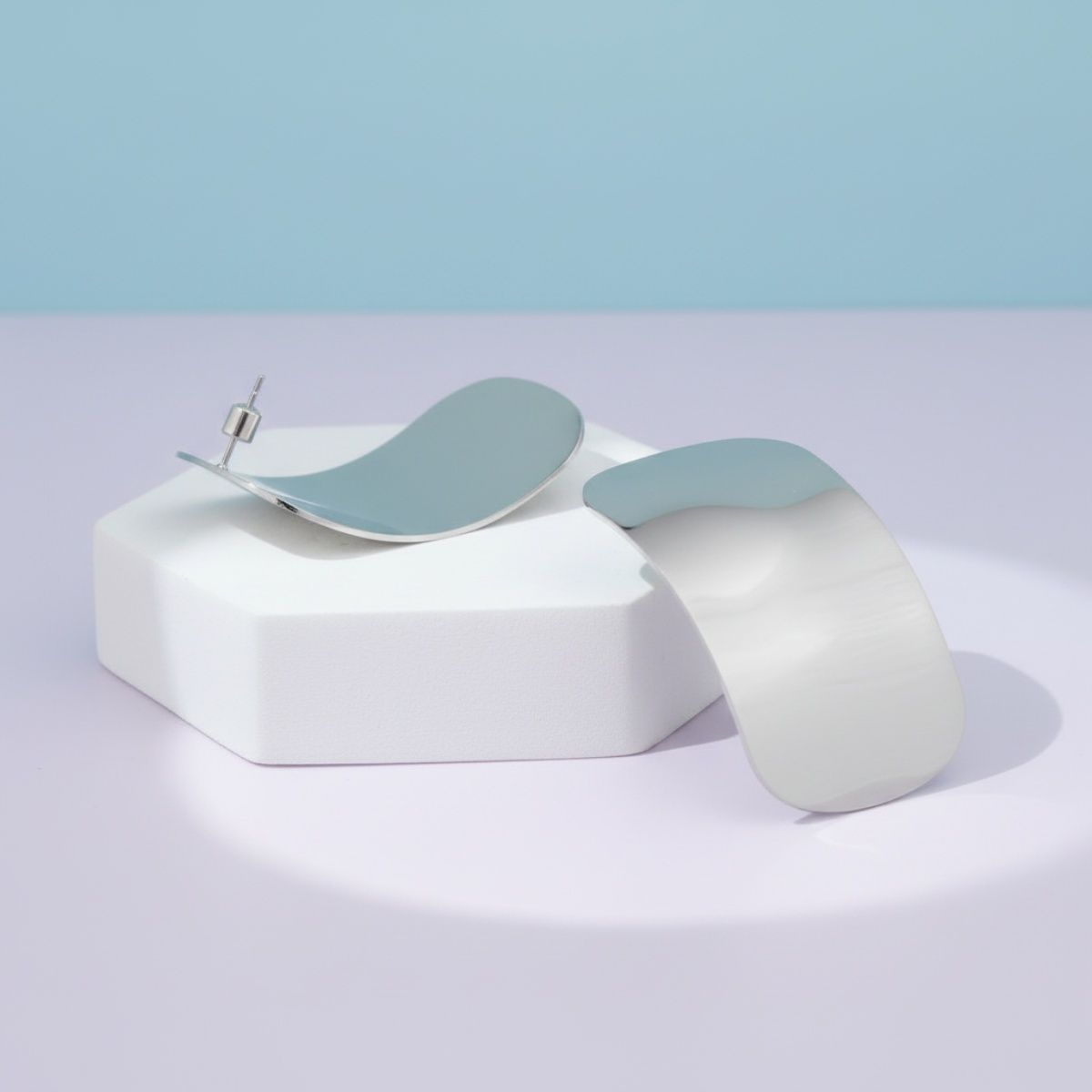 Curved Rectangle Disc Stainless Steel Earrings – Stylish Statement Jewelry